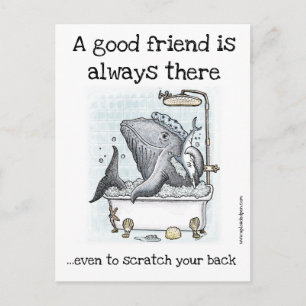 Postale Friends Forever avec une drôle de carte baleine