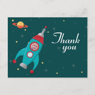 Postale Fun espace roquette anniversaire merci photo carte