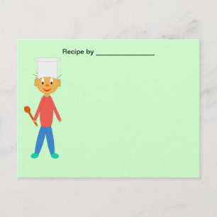Postale Garçon Cuisiner sur la carte blanche de recette te