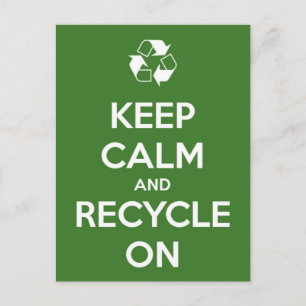 Postale Gardez le calme et le recyclage sur la carte posta