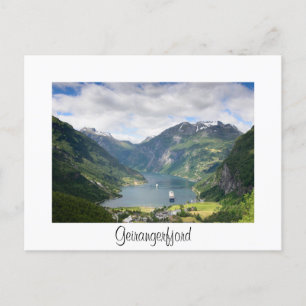 Postale Geirangerfjord vue carte frontière blanche