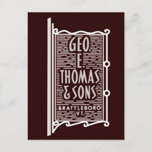 Postale Geo. E. Thomas & Sons Brattleboro VT Logo Carte po