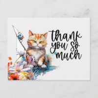 Ginger Cat Carte de remerciements cat pêche
