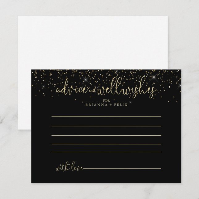 Postale Gold Confetti Fancy Script Mariage carte conseil (Devant / Derrière)