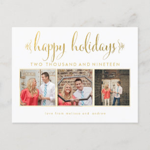 Postale Gold Foil Notre premier cadre photo de Noël Carte