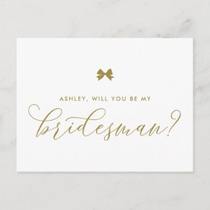 Postale Gold Ribbon Bow Serez-Vous Ma Carte Bridesman