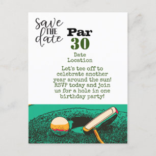 Postale Golf 30e fête d'anniversaire enregistrer la carte