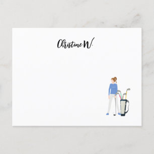 Postale Golf avec nom pour femme golfeuse Carte de note