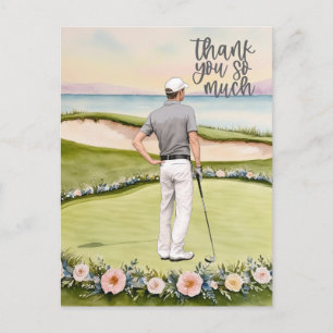 Postale Golf carte de remerciements terrain d'aquarelle