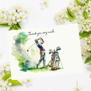 Postale Golfeur en terrain de golf aquarelle carte de reme