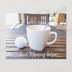 Postale Good Morning golfer avec balle de golf et carte ca