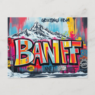 Postale Graffiti de station de ski Banff Canada Carte post