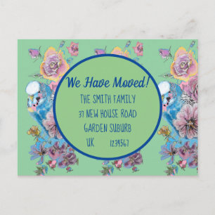 Postale Green Floral Nouvelle Adresse Carte Postale, Nous 