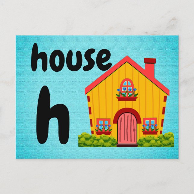 Postale h - carte flash maison (Devant)