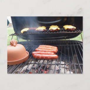 Postale Hamburgers grillés et carte de chiens chauds