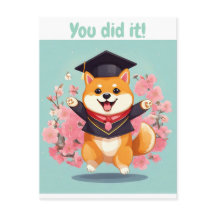 happy shiba inu graduation - carte de graduation