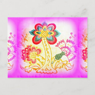 Postale hippie super psychédélique palmier rose carte post