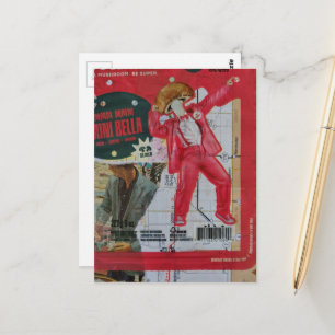 Postale Homme champignon et carte avec collage d'images ré