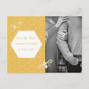 Postale Honey Bee Yellow Photo Enregistrer la date Carte p