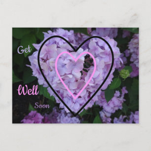 Postale Hydrangea Violet dans les coeurs Carte de vœux de