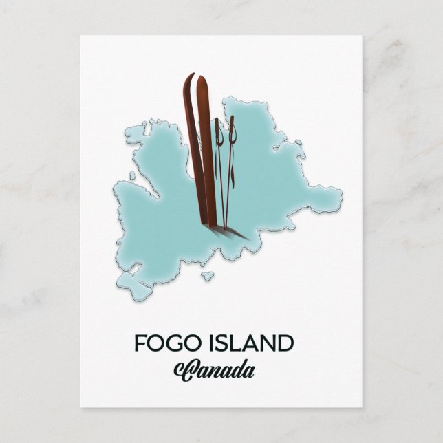 Postale île de Fogo carte du Canada affiche (Devant)