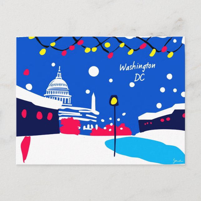 Postale Illustration de la carte Art déco de Washington DC (Devant)