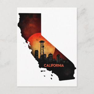 Postale Illustration de la carte du paysage californien