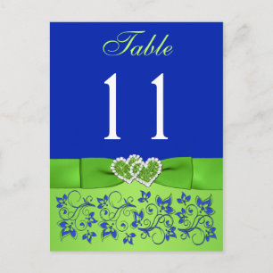 Postale IMPRIMÉ RIBBON Bleu, Green Table Numéro Carte post
