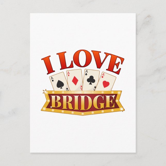 Postale J'aime Joueur de carte de pont (Devant)