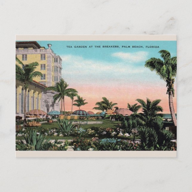 Postale Jardin de thé vintage au Breakers Palm Beach Carte (Devant)