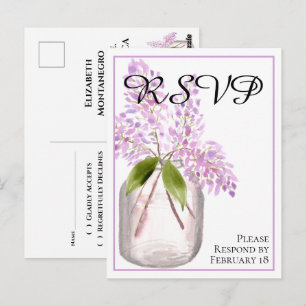 Postale Jarre de lilas carte de réponse mariage aquarelle 
