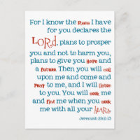 Jeremiah Plans Christian Bible Citation Card Carte