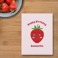 Jolie Carte de Bonne Anniversaire Rose Fraise