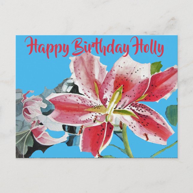 Postale Jolie carte de vœux florale Lilium Lily rouge (Devant)