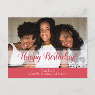 Postale Jolie carte photo d'anniversaire rose