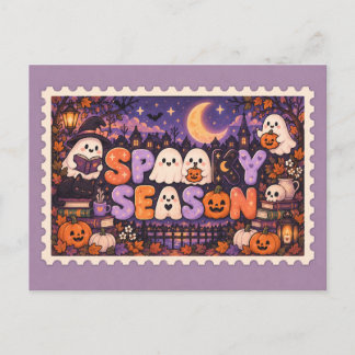Postale Jolie saison effrayante timbre de Halloween carte