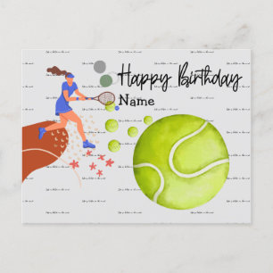 Postale Joueur de tennis jouant sur une carte d'anniversai