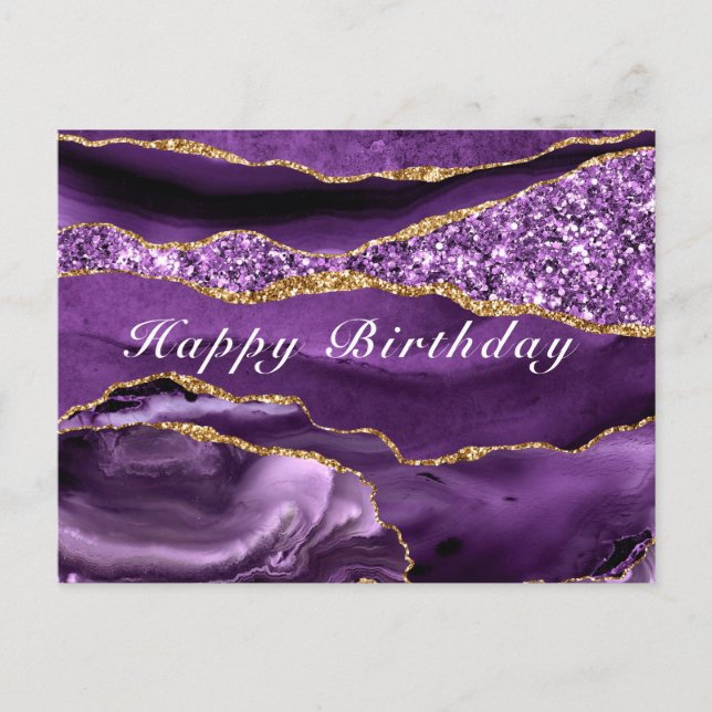 Postale Joyeuse carte d'anniversaire Agate violet violet v (Devant)