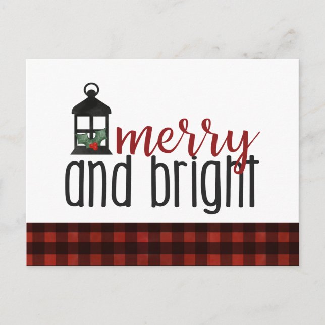 Postale Joyeuse et brillante carte de Noël rustique (Devant)