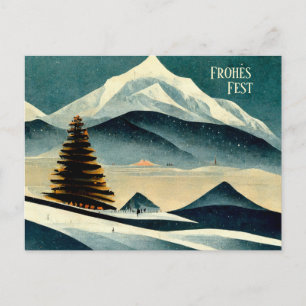 Postale Joyeuses Fêtes. Carte de Noël avec motif Art déco