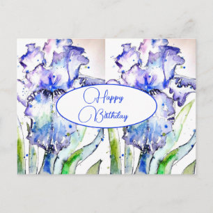 Postale Joyeux Anniversaire Iris floral Pourpre Carte Post