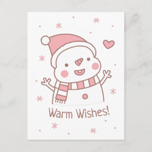 Postale Joyeux Bonhomme de Neige Doodle Carte de Vœux de N