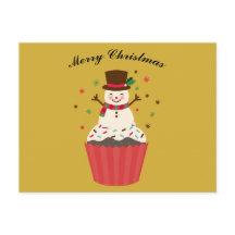 Joyeux Bonhomme de Neige sur une Carte de Noël Cup