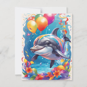 Postale Joyeux dauphin souriant et célébrant   Carte