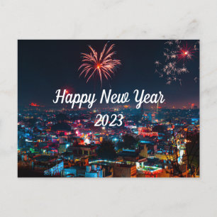Postale Joyeux feu d'artifice du Nouvel An dans la carte p