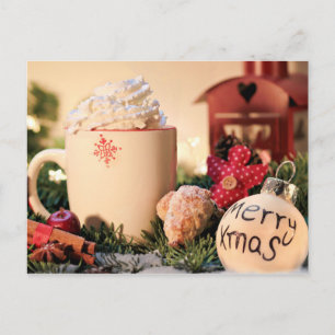 Postale Joyeux Noël Chocolat Chaud Carte de Noël