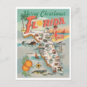 Postale Joyeux Noël de Floride carte vintage