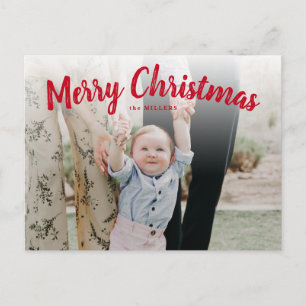 Postale Joyeux Noël rouge Carte photo, horizontal