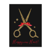 Joyeux nouveau Cheveu ! - Carte de coiffeur aux pa