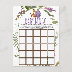 Postale Jungle Safari Animal Baby shower Carte Bingo